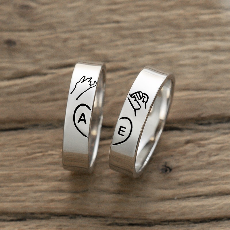 Personalisierter passender Ring schwören Stapelring 2er-Set