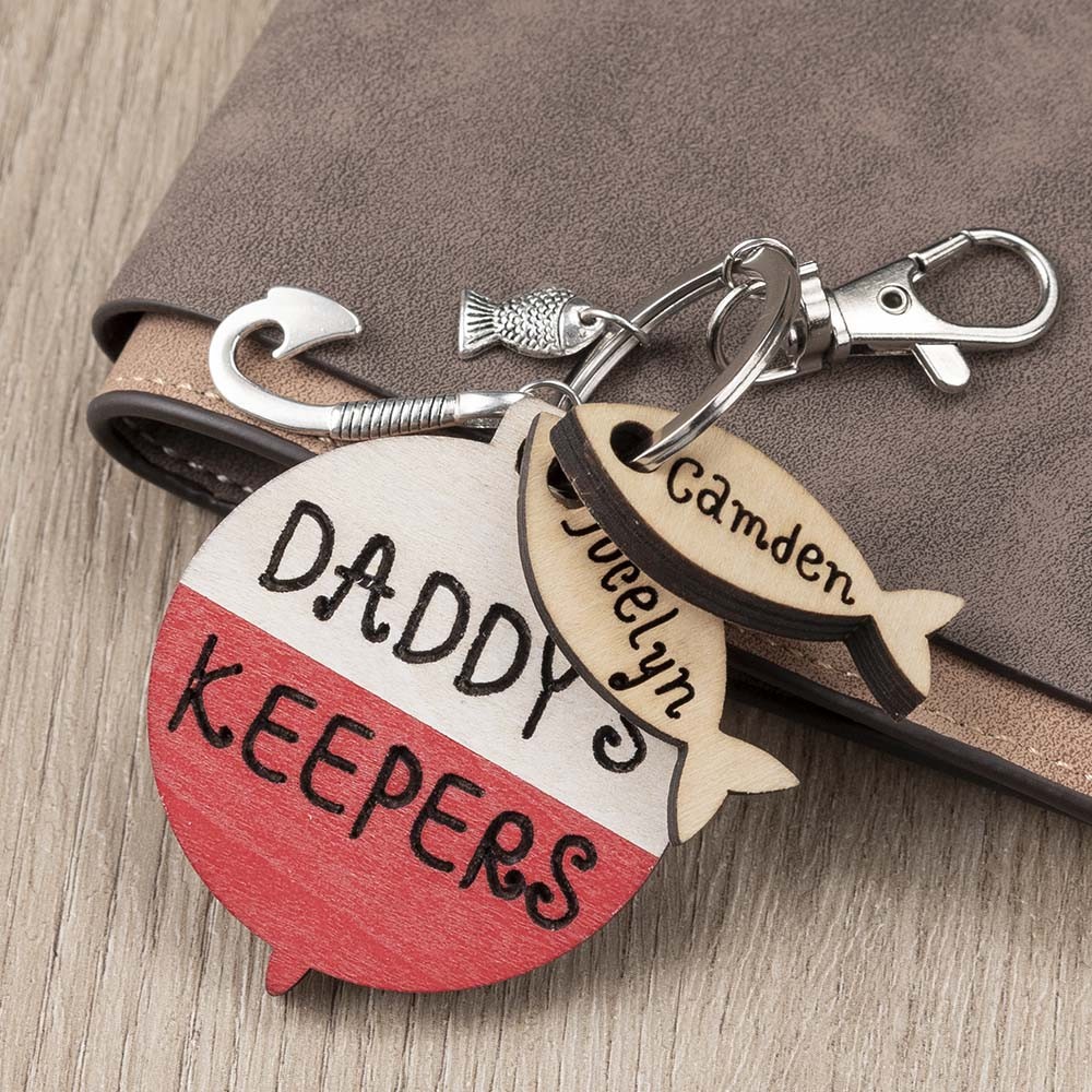 Vatertagsgeschenk personalisiert 1-10 Name graviert Angeln Schlüsselanhänger Papa Papa Omas Hüter