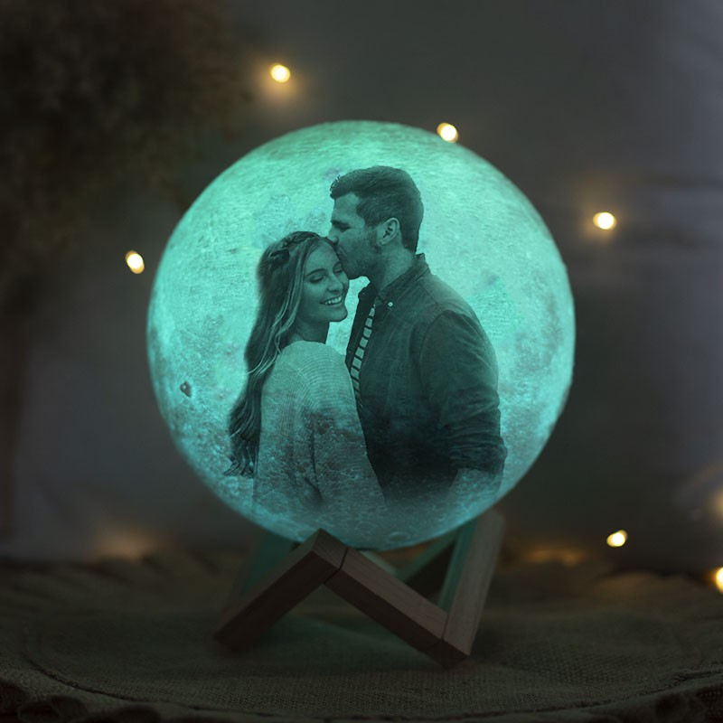 Personalisierte Mondlampe, mehrfarbig, 3D-Foto, Mondlicht, Touch-Heimdekoration für Paare, Valentinstag