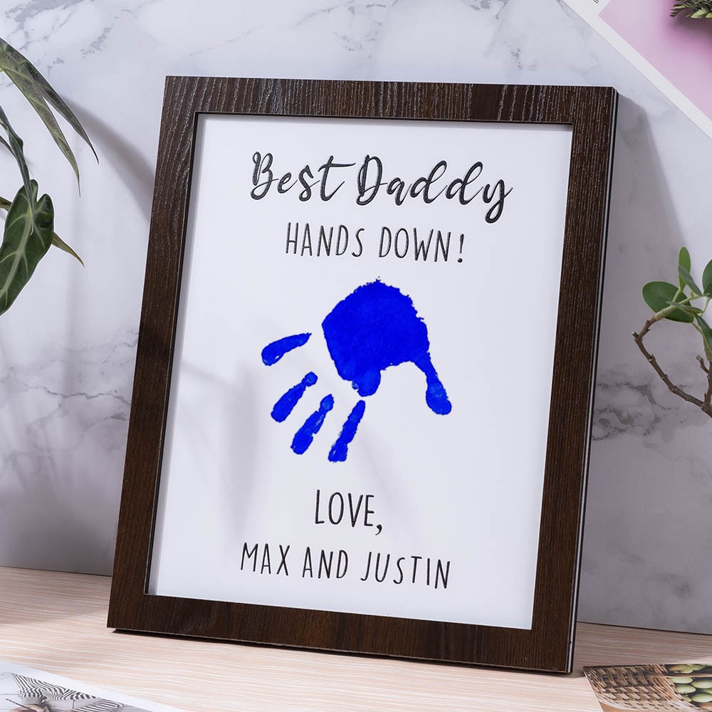 Bester Papa Hände Runter Kinder Kinder Handabdruck Rahmen mit personalisierter Namensgravur DIY Geschenk