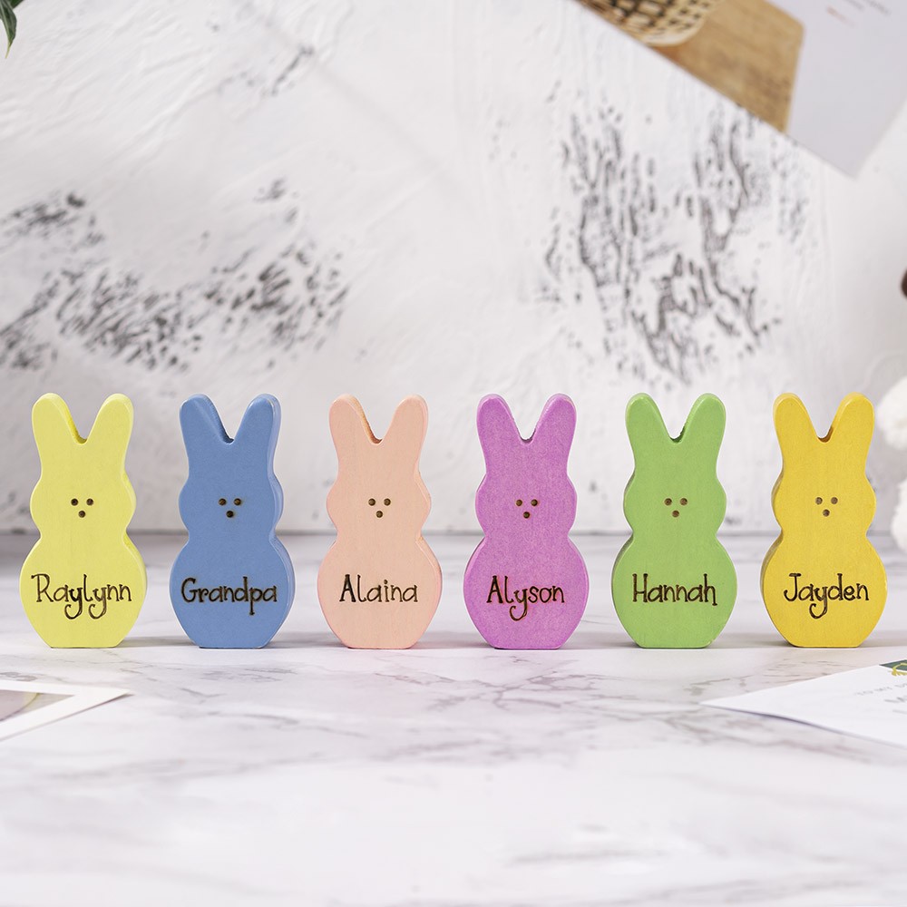 Ostern Peeps Zeichen personalisierte gravierte Name Holzhase Wohnkultur Opa Oma Geschenk