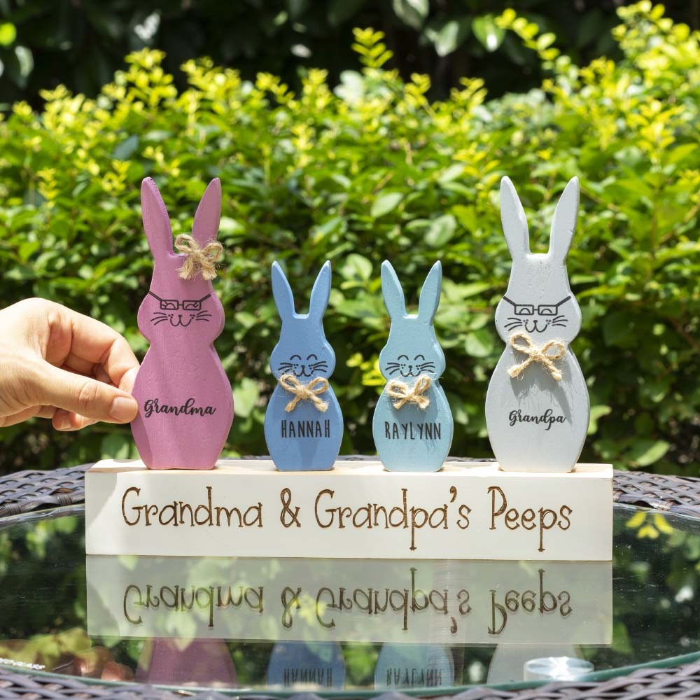 Ostern Peeps Zeichen personalisierte gravierte Name Holzhase Wohnkultur Opa Oma Geschenk