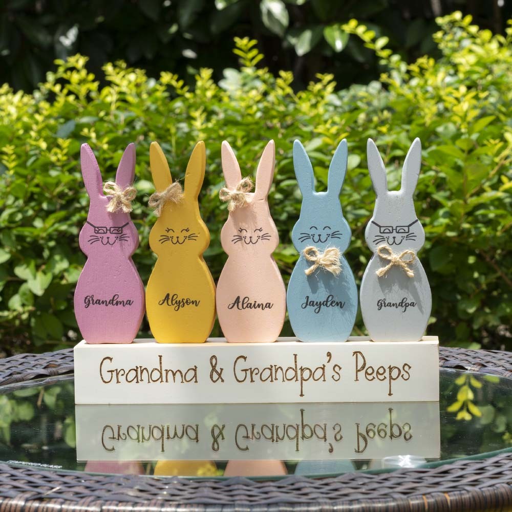 Ostern Peeps Zeichen personalisierte gravierte Name Holzhase Wohnkultur Opa Oma Geschenk
