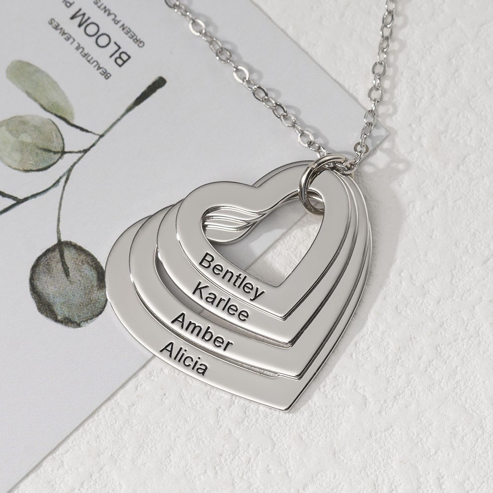 Personalisierte 1-6 Name Herz Halskette Familie Weihnachtsgeschenk