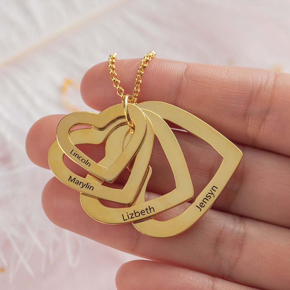 Personalisierte 1-6 Name Herz Halskette Familie Weihnachtsgeschenk