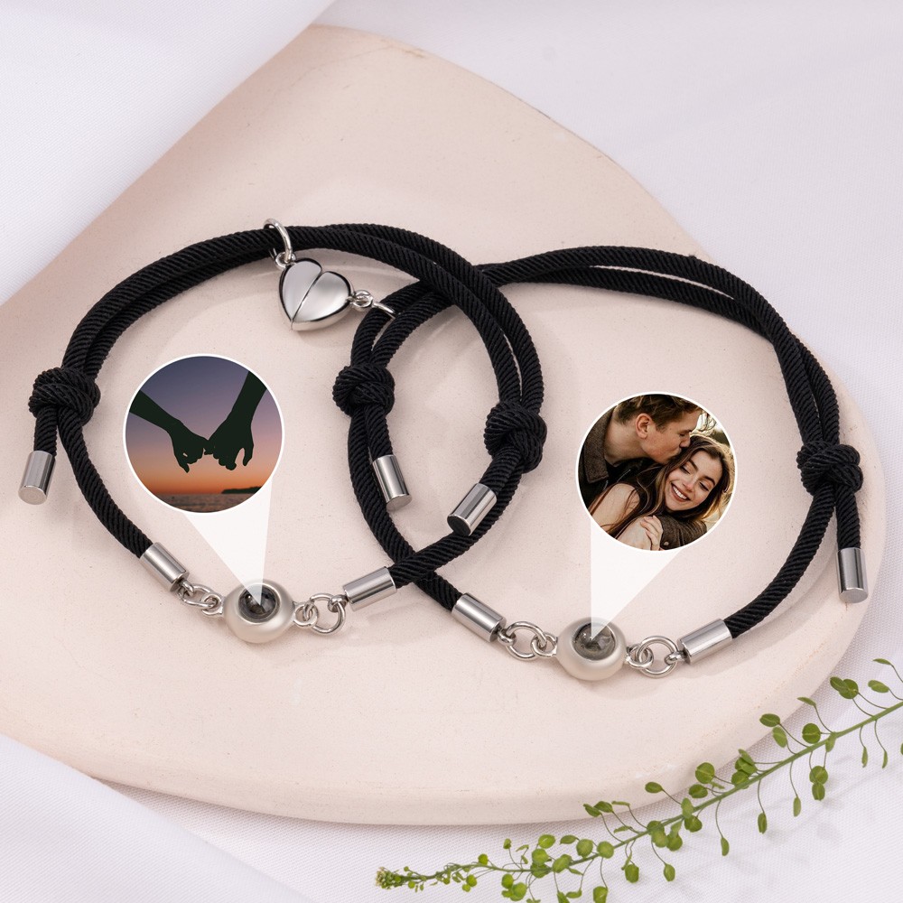 Personalisiertes Erinnerungsarmband mit Fotoprojektion, 2er-Set, für Sie und Ihn, Geschenkideen zum Valentinstag