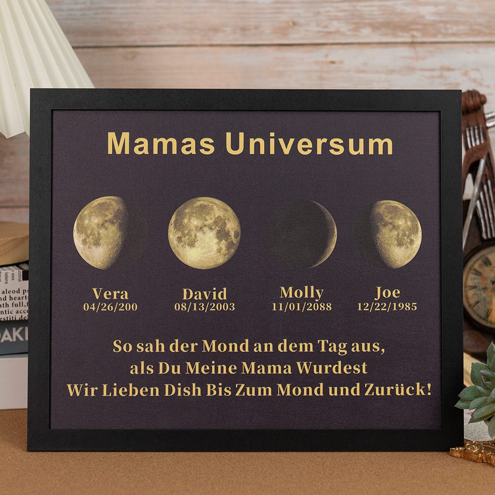 Individueller Mama's Universum Mondphase Rahmen mit Kindernamen für Muttertag Geschenk