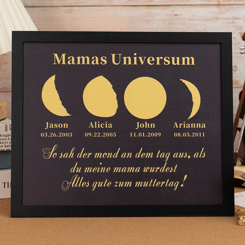 Individueller Mama's Universum Mondphase Rahmen mit Kindernamen für Muttertag Geschenk