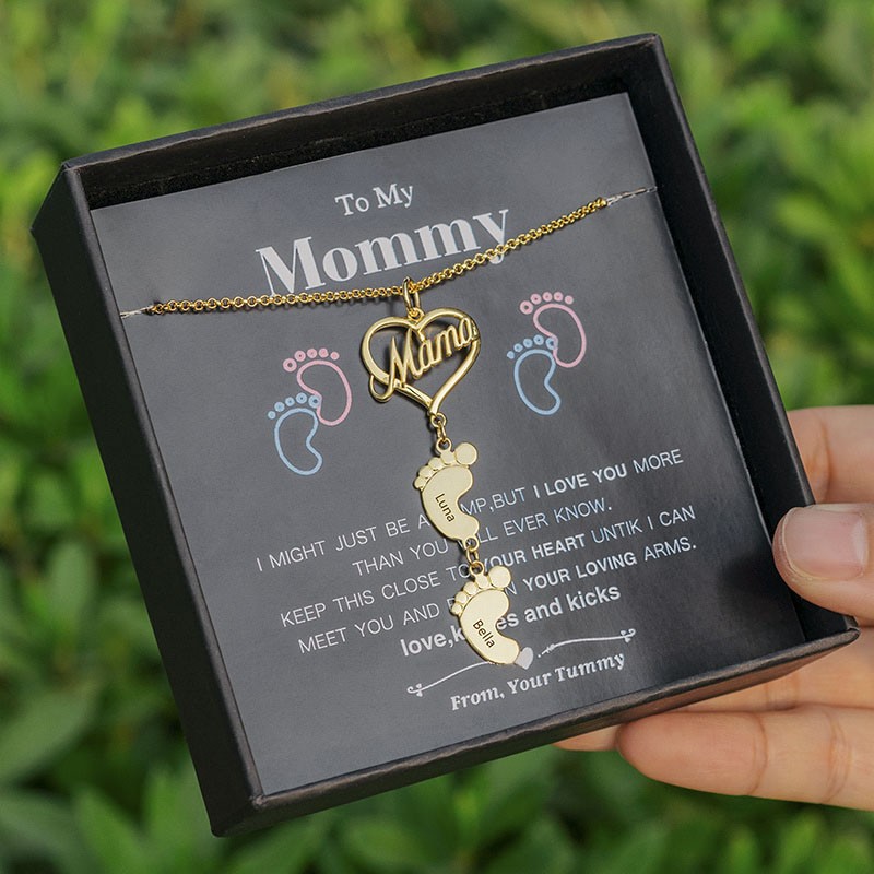 Personalisierte 1-10 Baby Feet Charms Namenskette zum Geschenk meiner Mutter