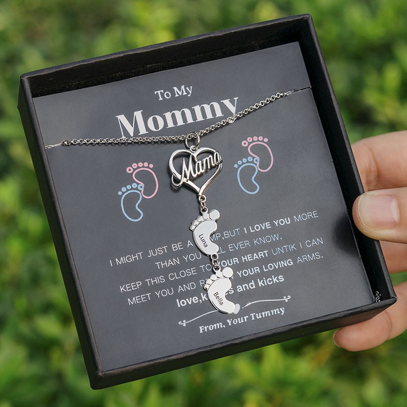 Personalisierte 1-10 Baby Feet Charms Namenskette zum Geschenk meiner Mutter