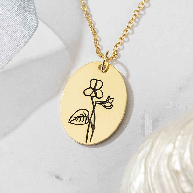 Personalisierte Halsketten mit Geburtsblumen für Sie