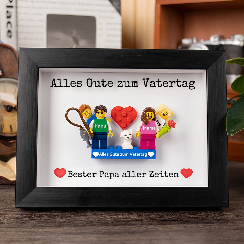 Personalisierte Kleine Figur mit Rahmen und Ziegelstein für Papa Vatertag Geschenk