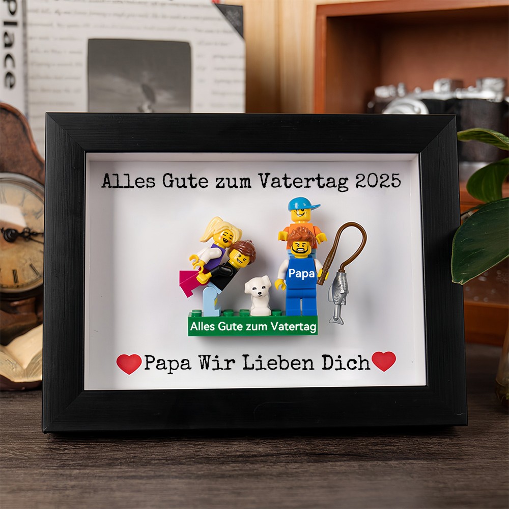 Personalisierte Kleine Figur mit Rahmen und Ziegelstein für Papa Vatertag Geschenk