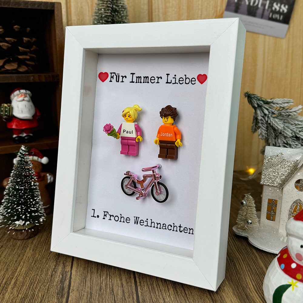 Personalisierte Figur mit Rahmen für Paar Weihnachten Valentinstag Geschenk