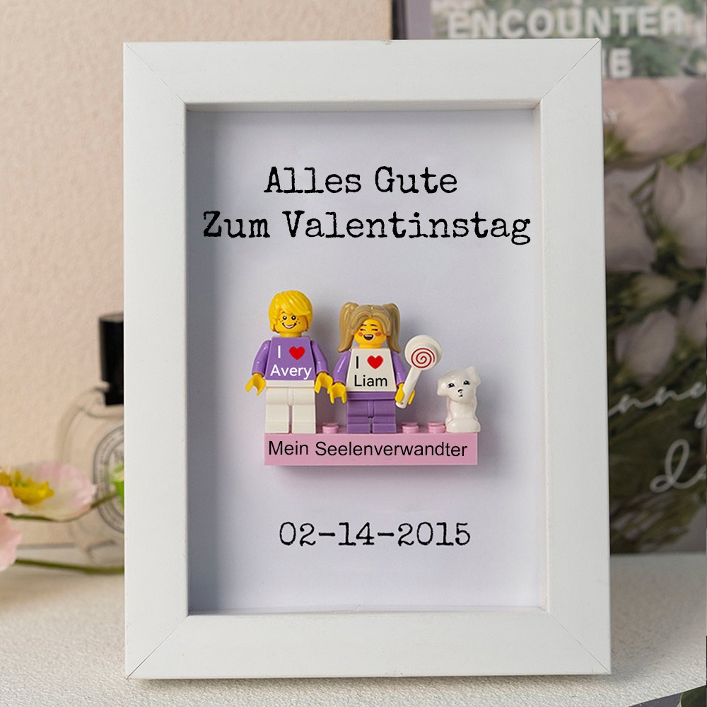 Personalisierte Figur mit Rahmen für Paar Valentinstag Geschenk