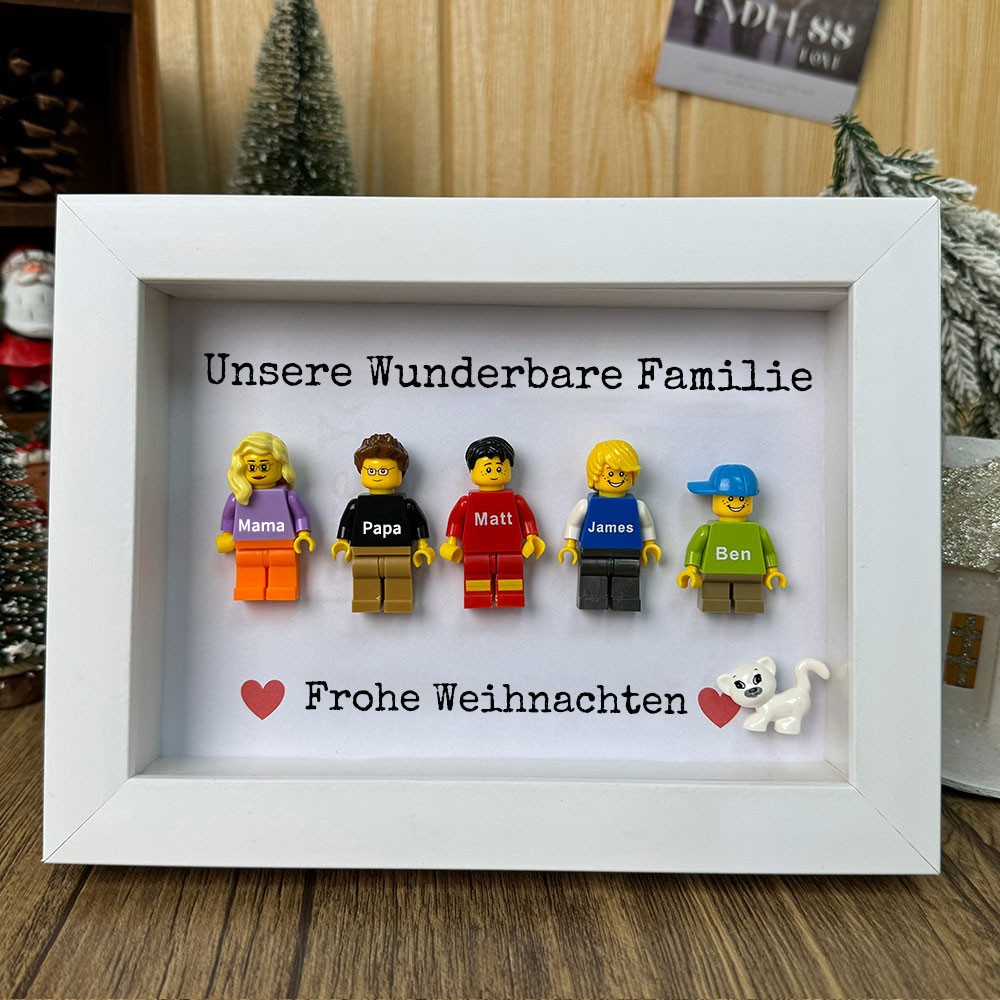 Personalisierte Kleine Figur mit Rahmen für Familie Weihnachtsgeschenk