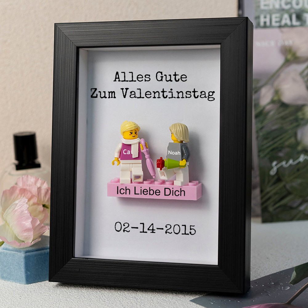 Personalisierte Figur mit Rahmen für Paar Valentinstag Geschenk