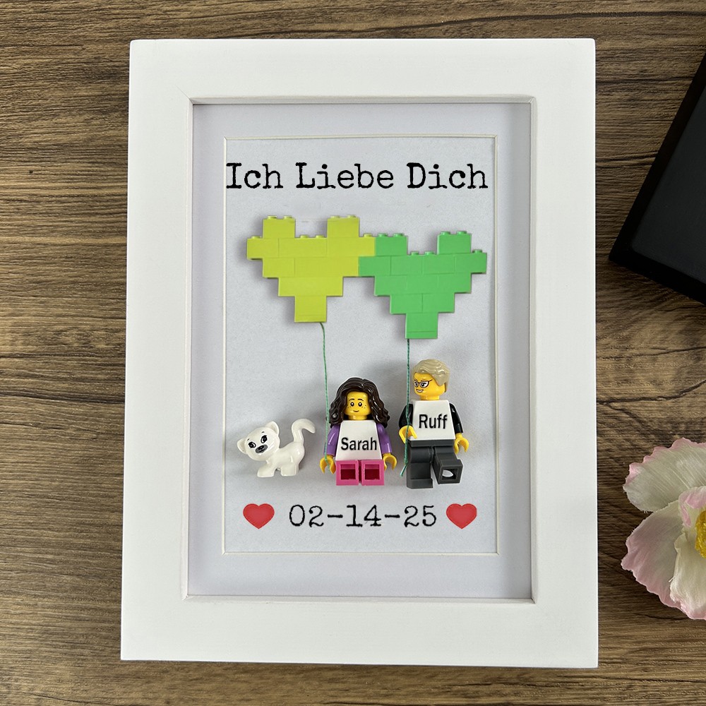 Personalisierte Figur mit Rahmen für Paar Valentinstag Geschenk