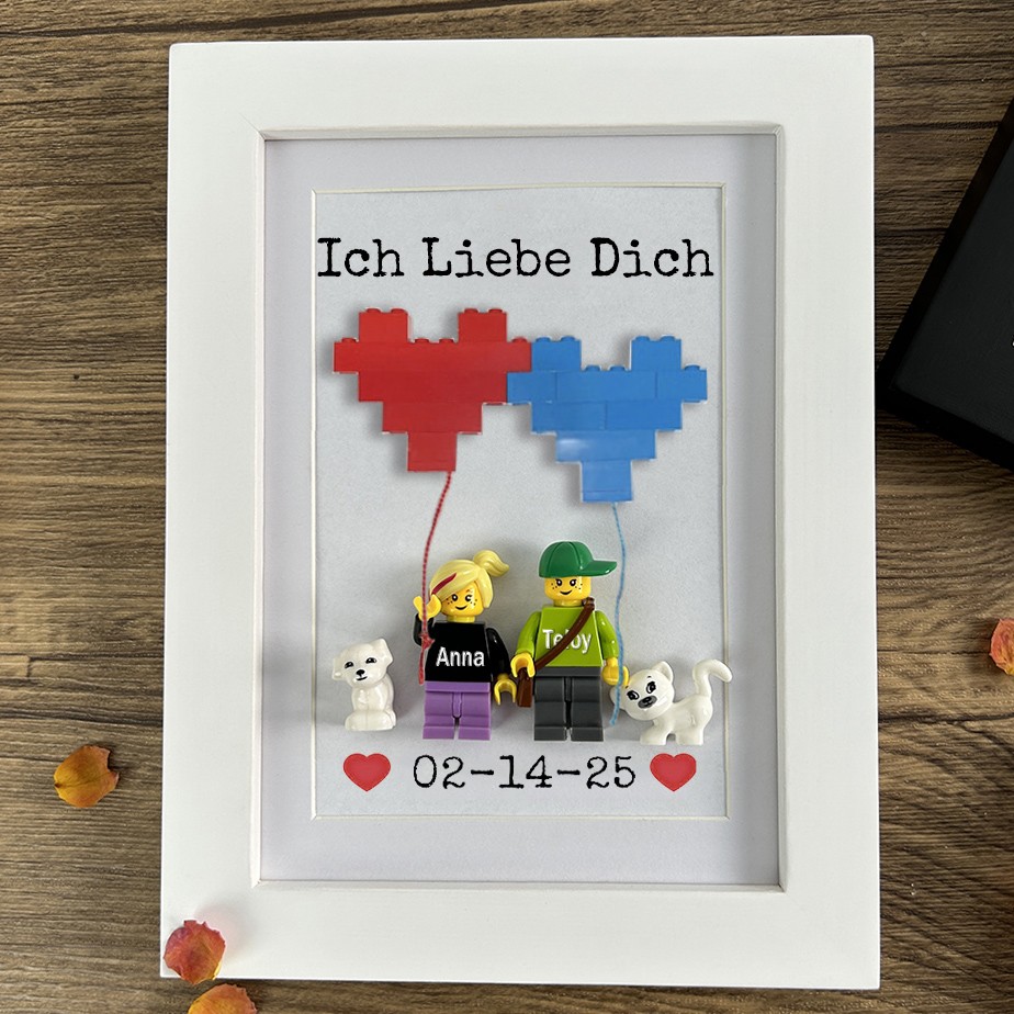 Personalisierte Figur mit Rahmen für Paar Valentinstag Geschenk