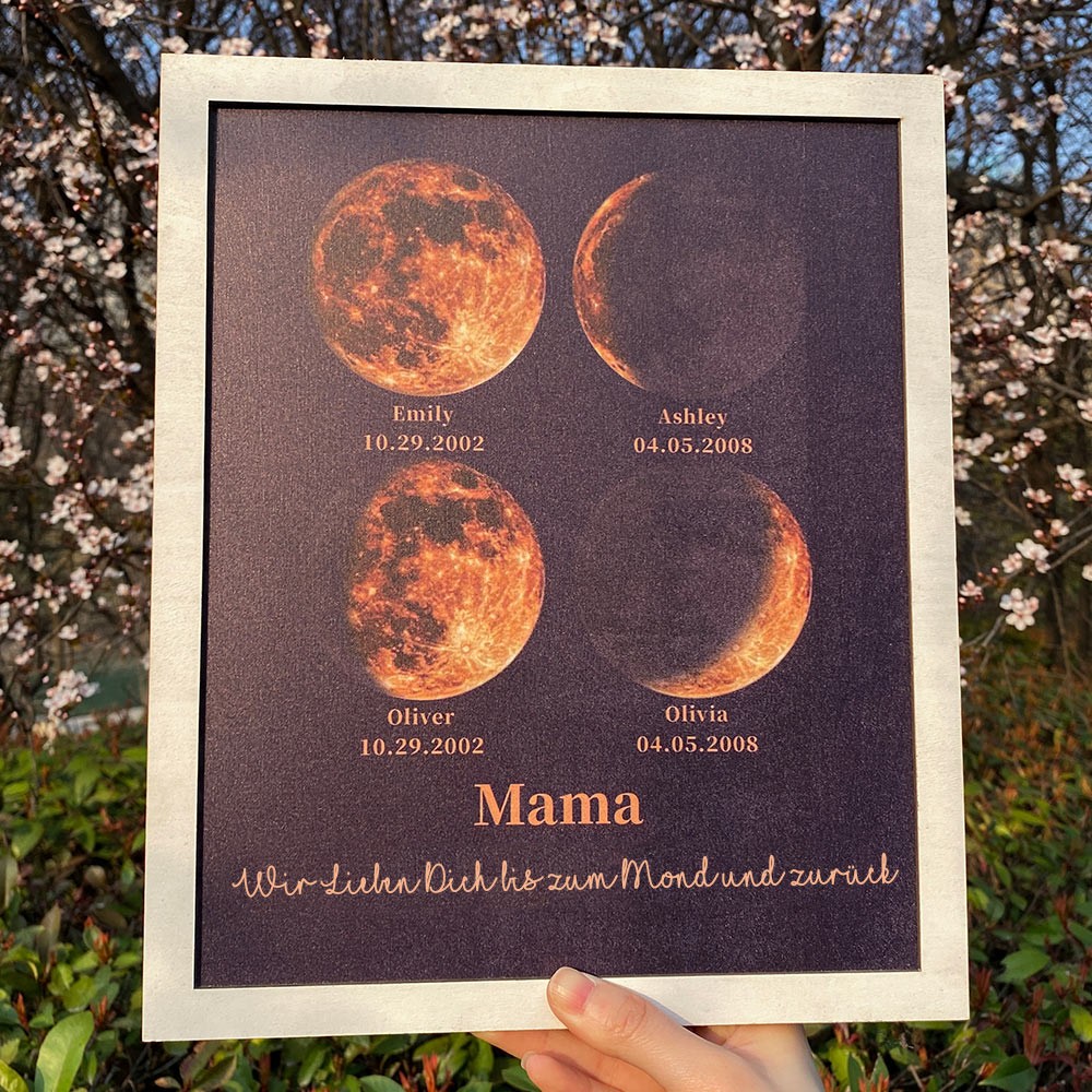 Individueller Mama Mondphase Rahmen mit Kindernamen für Muttertag Geschenk