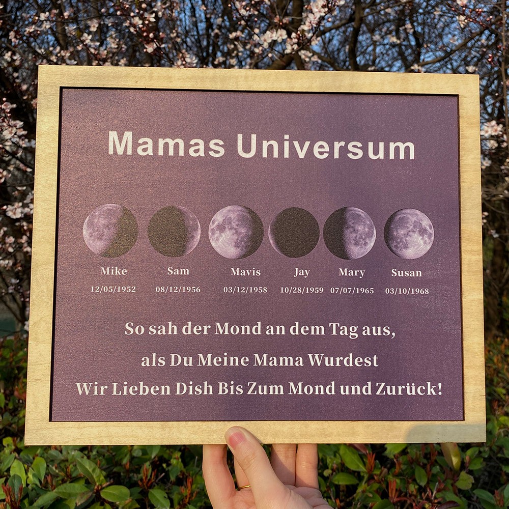 Individueller Mama's Universum Mondphase Rahmen mit Kindernamen für Muttertag Geschenk