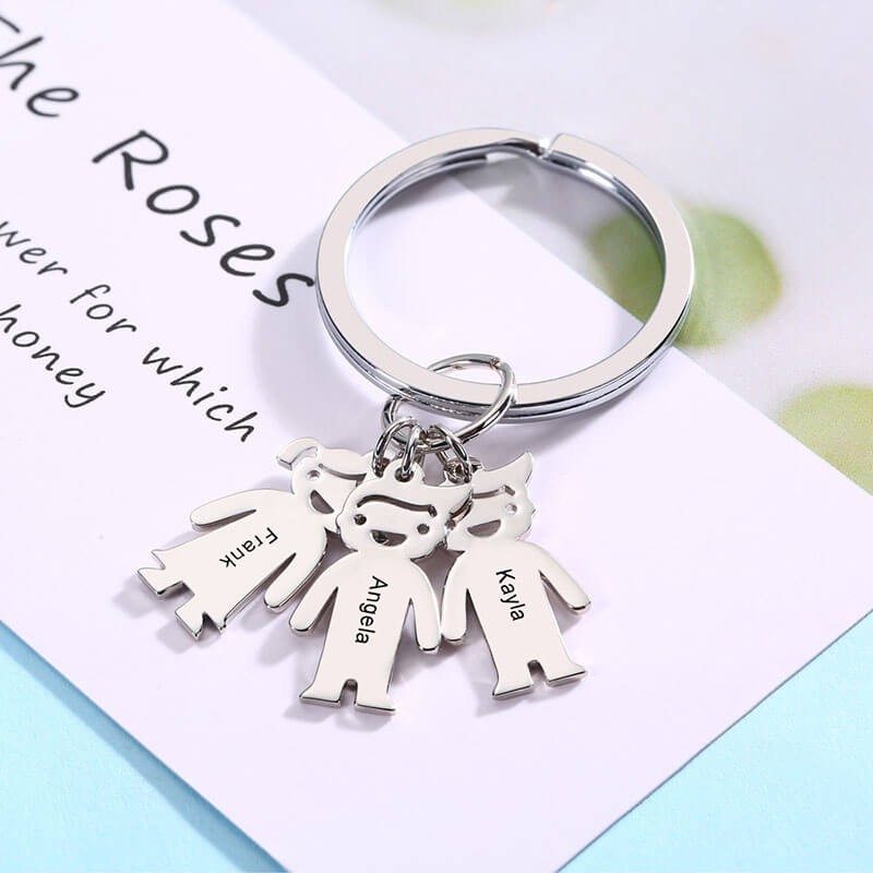 Personalisierte 1-10 Kinder Charms mit Namensgravur Schlüsselanhänger