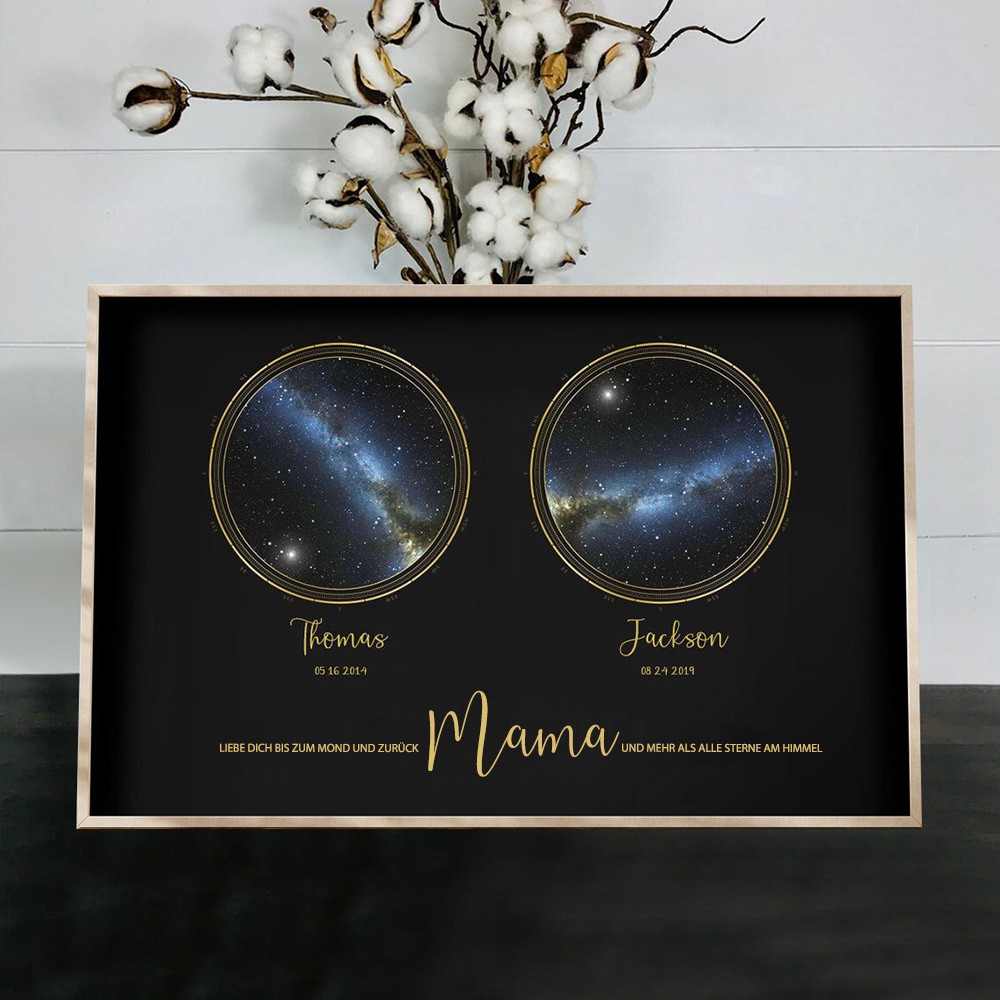 Individueller Sternkarte von Datum Nachthimmel Konstellation Holz Zeichen für Mama Oma Muttertag Geschenk