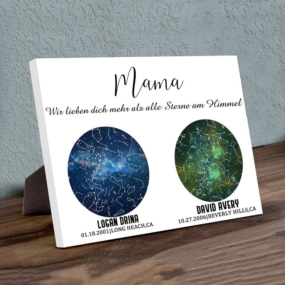 Personalisierte Sternkarte von Datum Nachthimmel Konstellation Wandkunst Holz Zeichen für Oma Muttertagsgeschenk