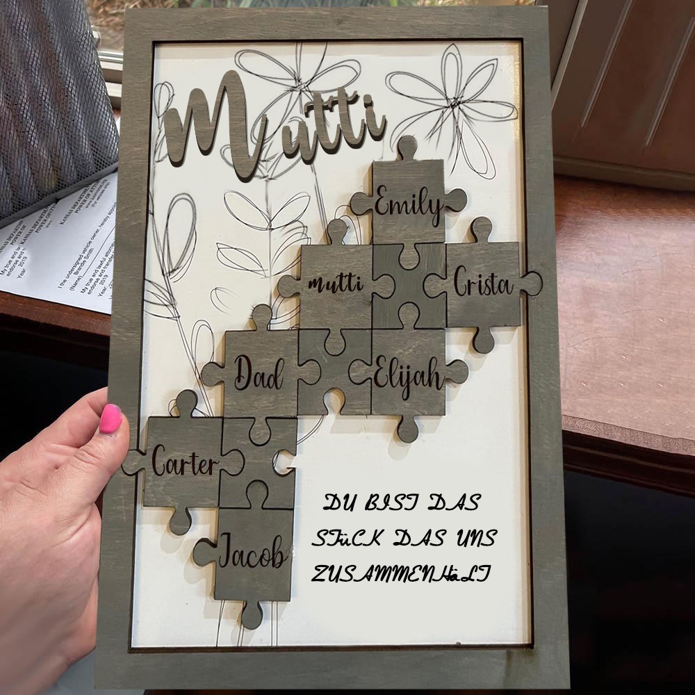 Personalisierte Muttertagsgeschenk Mama Du bist das Teil, das uns zusammenhält Puzzleteile Namensschild Wanddekoration