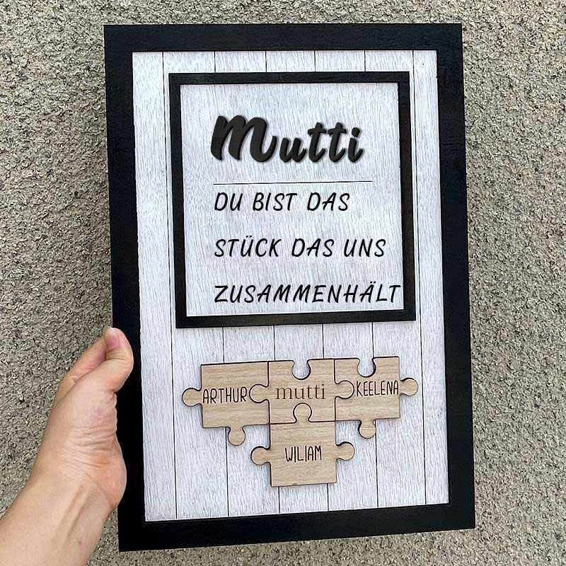 Personalisierte Muttertagsgeschenk Mama Du bist das Teil, das uns zusammenhält Puzzleteile Namensschild Wanddekoration