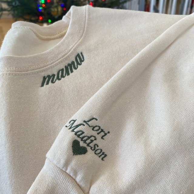 Individuell bestickt Mama Sweatshirt Hoodie mit Kindernamen für Muttertag Geschenkideen