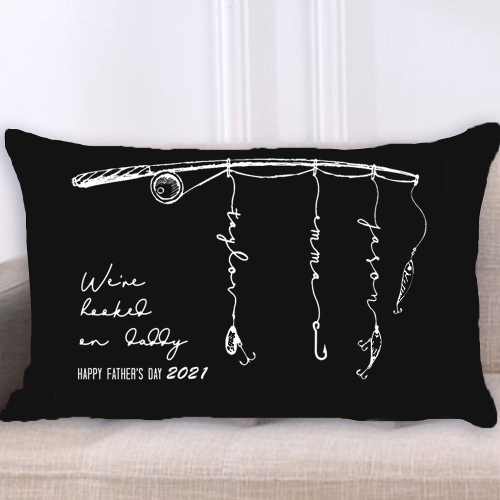 Personalisierte Familiennamen Kissenbezug Wir sind süchtig nach Papa Papa Opa Vatertagsgeschenk
