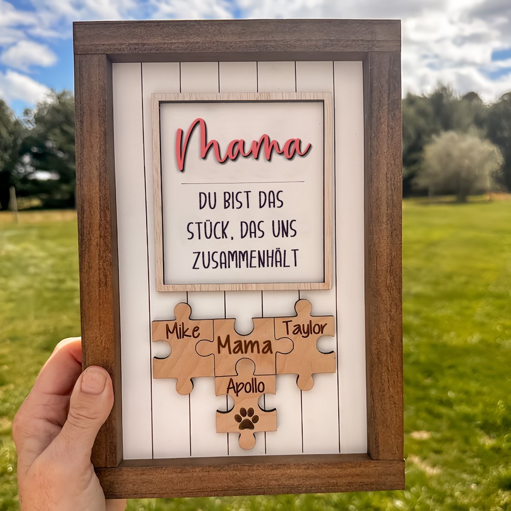 Benutzerdefinierte Mama Puzzle Zeichen mit Namen des Kindes für Mama/Oma Muttertag
