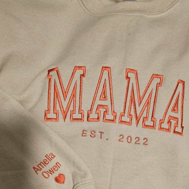 Benutzerdefinierte Mama bestickt Sweatshirt Hoodie mit Kindernamen für Muttertag Geschenkideen