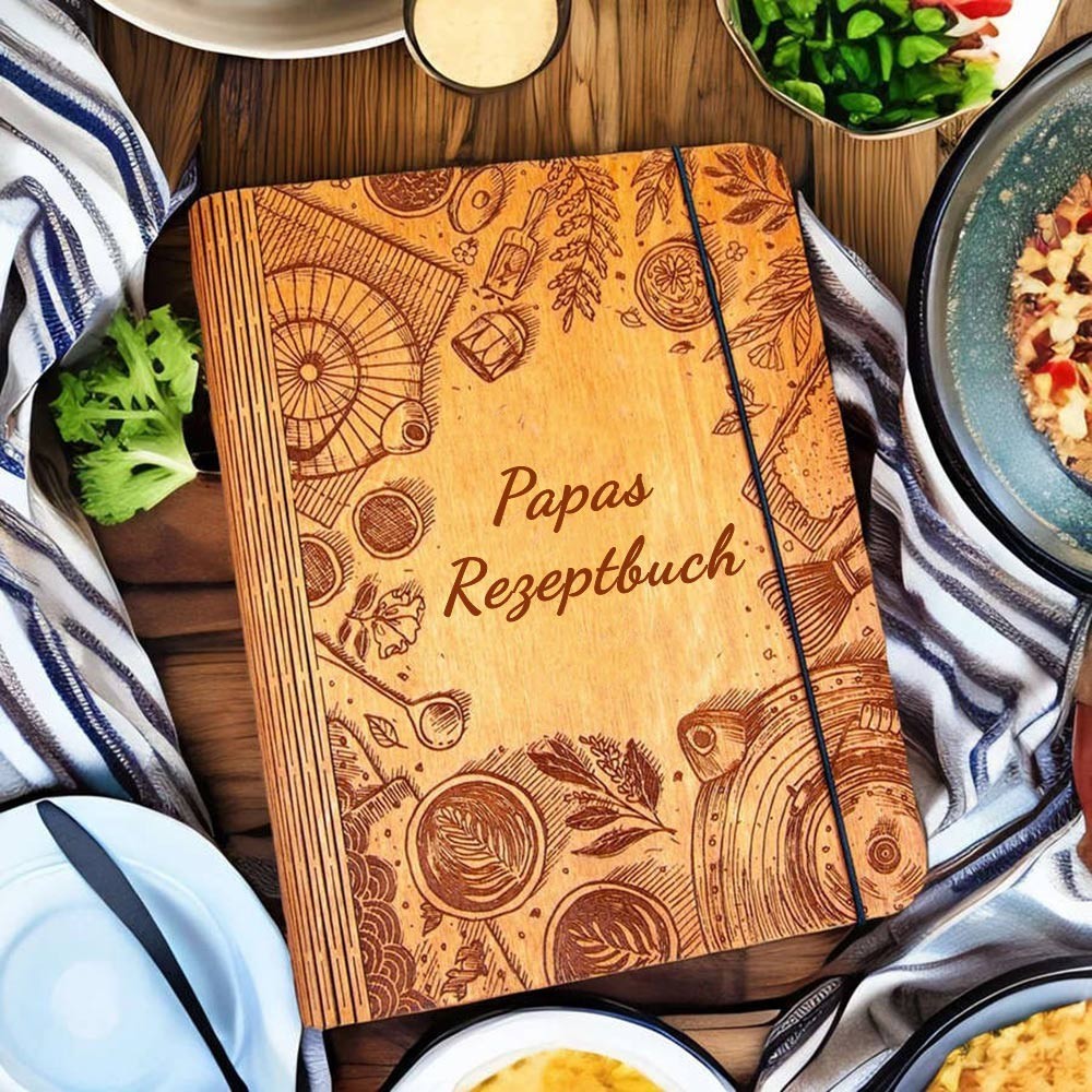Personalisierte Familie Hölzerne Rezeptbuch für Weihnachten Geschenk