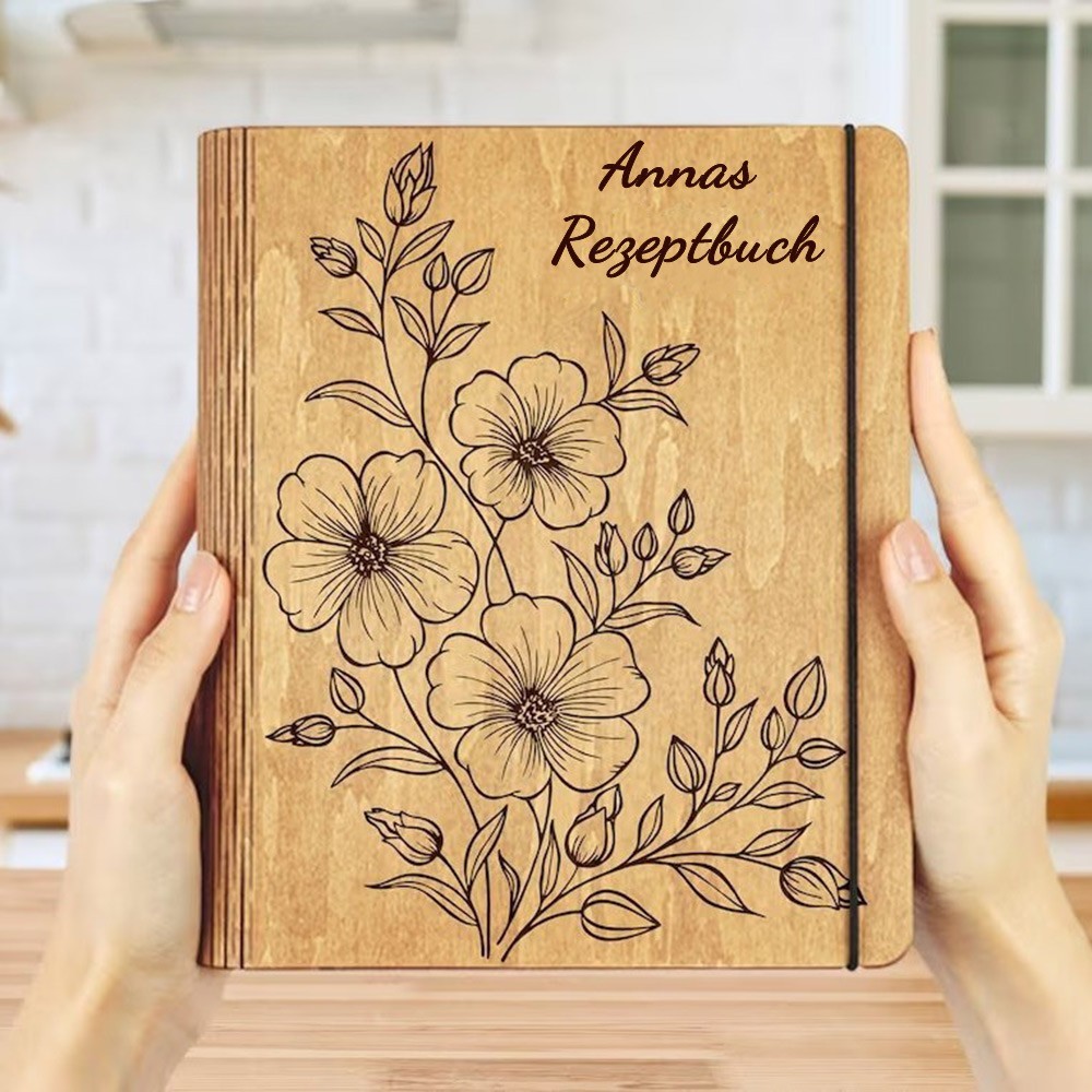 Personalisiertes Familien-Rezeptbuch aus Holz für Mama, Oma, Geschenkideen zum Weihnachtstag