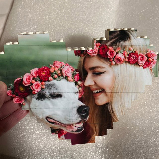 Personalisierter Herz-Fotoblock-Puzzle-Baustein für Tierliebhaber-Andenken