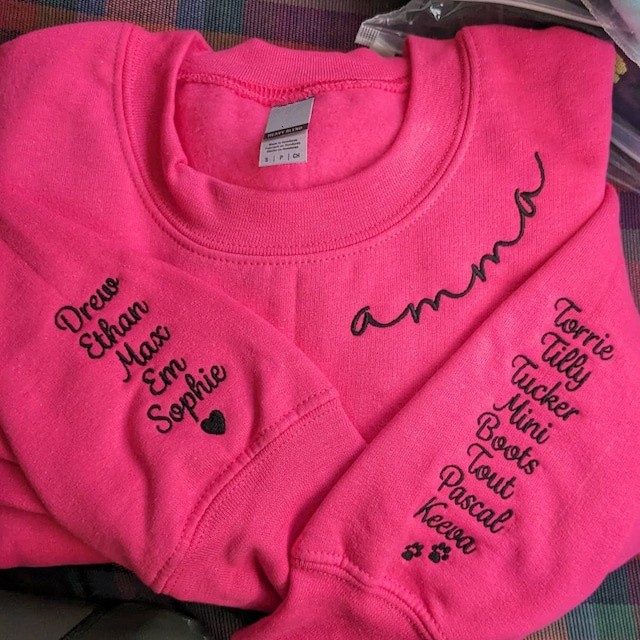 Benutzerdefinierte Mama bestickt Sweatshirt Hoodie mit Kindernamen für Muttertag Geschenkideen