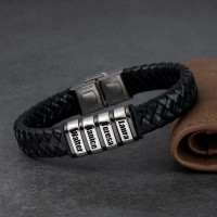 Personalisiertes Herren-Perlenarmband mit Namen, Weihnachts- und Geburtstagsgeschenk für Papa und Ehemann