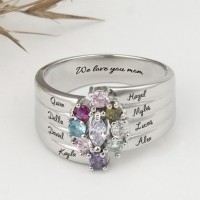 Personalisierter personalisierter Marquise Family Ring mit 1-8 Geburtssteinen