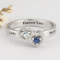 S925 Sterling Silber Ring mit doppelt ineinandergreifenden Herzen
