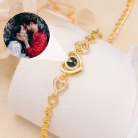 Individuelles Fotoprojektions-Herz-Charm-Armband für Paar, Seelenverwandte, Valentinstag-Geschenkideen