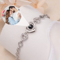 Individuelles Fotoprojektions-Herz-Charm-Armband für Paar, Seelenverwandte, Valentinstag-Geschenkideen