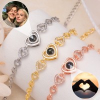 Individuelles Fotoprojektions-Herz-Charm-Armband für Paar, Seelenverwandte, Valentinstag-Geschenkideen