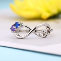 S925 Sterling Silber Versprechen Personalisierter Geburtsstein Ring