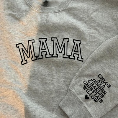 Benutzerdefinierte Mama bestickt Sweatshirt Hoodie mit Kindernamen für Muttertag Geschenkideen