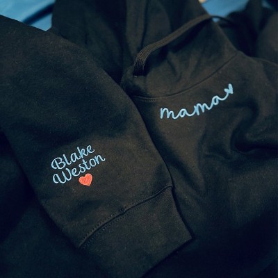 Benutzerdefinierte Mama bestickt Sweatshirt Hoodie mit Kindernamen für Muttertag Geschenkideen