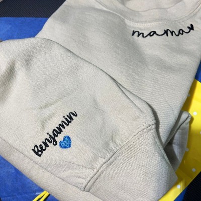 Benutzerdefinierte Mama bestickt Sweatshirt Hoodie mit Kindernamen für Muttertag Geschenkideen