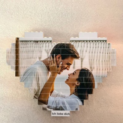 Benutzerdefinierter Herz-Fotoblock-Puzzle-Baustein zum Valentinstag-Jubiläum
