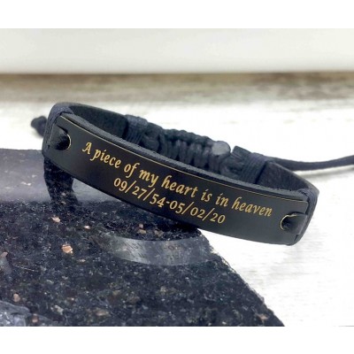 Personalisierte Ein Stück meines Herzens ist im Himmel Erinnerungs Lederarmbänder Geschenke